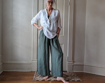 NEW - 100% Linen "Hughes" Palazzo Wide Leg Pants / by Breathe Clothing