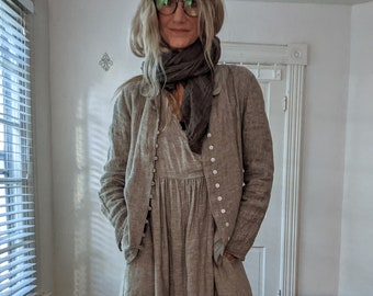Linen Jacket / Natural "MONET" Jacket / Sale - Limited Quantity / Handcrafted - Breathe Clothing USA
