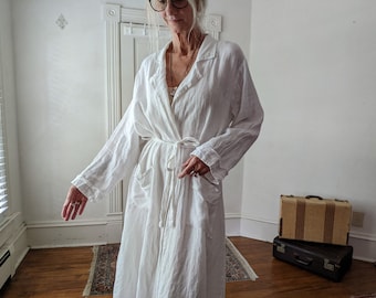 Linen Long Robe Dressing Gown Kimono Bathrobe / "Shilpa" Full Length Bathrobe  - Breathe Clothing USA
