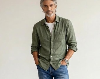 New - Mens Linen Shirt / 'Atticus' Button Down Shirt / by Breathe Clothing