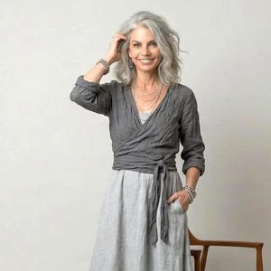 Neu - Leinen Wickeljacke Wren / Handmade - Breath Kleidung