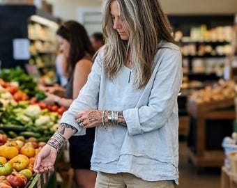 Handmade Linen Tunic / 'Alice-Redeux' Shirt / Made by Hand - Breathe Clothing