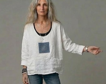 Japanese Boro Sashiko Linen Shirt: Handmade Wearable Art