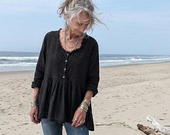 Women's Handmade Linen 'Michèle' Shirt / Artisan Bespoke Clothing  / - Breathe Clothing