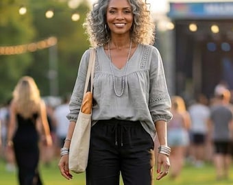 New - Linen "Jackson" Romantic Top / 5 Earth Tone Colors / by Breathe Clothing