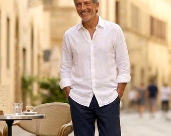 New - Mens European Linen Shirt / 'Atticus' Button Down Shirt / by Breathe Clothing
