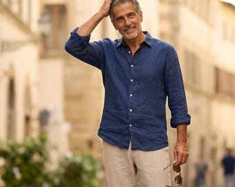 New - Mens Linen Shirt / 'Atticus' Button Down Shirt / by Breathe Clothing