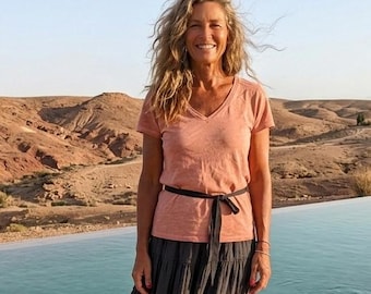 Womens Cotton Short Sleeve Tshirt 'Lisbon' Raw Edge Tee / Breathe Clothing