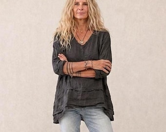 Linen Pleated 'Mathilde' Tunic / Made by Hand - Breathe Clothing