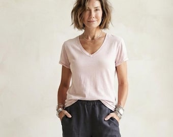 Womens Cotton Short Sleeve Tshirt 'Lisbon' Raw Edge Tee / Breathe Clothing