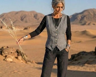 Linen Vest / 'ELM' Waistcoat / 5 Earth Tone Colors - Breathe Clothing