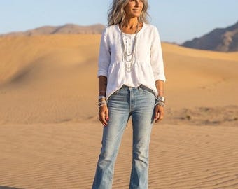 Women's Handmade Linen 'Michèle' Shirt / Artisan Bespoke Clothing  / - Breathe Clothing