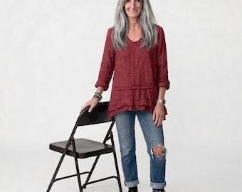 Linen Pleated 'Mathilde' Tunic / Made by Hand - Breathe Clothing