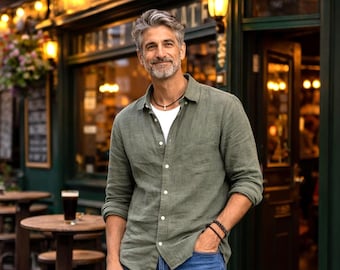 New - Mens Linen Shirt / 'Atticus' Button Down Shirt / by Breathe Clothing