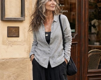 Linen "Monet" Jacket – Retro Inspired, Handcrafted, 4 Earth Tone Colors