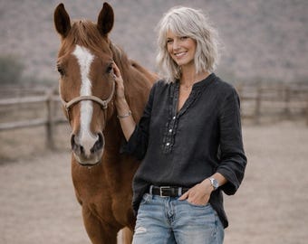 New - Linen Shirt / "Bach" Ruffle Placket Shirt / 5 Earth Tone Colors / by Breathe Clothing