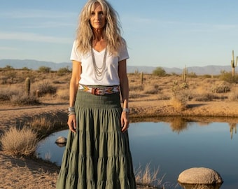 New - 100% Linen Skirt / 'Aimee' Tiered Petticoat / 5 Earth Tone Colors / Breathe Clothing