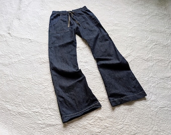 New Design - Handcrafted Jeans / Denim "Nissi Beach" Wide Leg Pants /  Made by Hand - Breathe Clothing