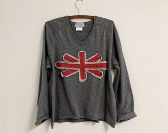 Handcrafted "Union Jack - British Flag"  Sweater or Sweatshirt/ Made by Hand - Breathe Clothing USA