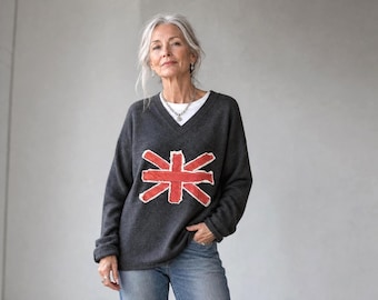 Union Jack - British Flag Sweater or Sweatshirt/ Made by Hand - Breathe Clothing