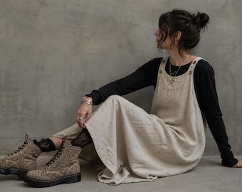 New - Linen "Iberia" Apron Dress / by Breathe Clothing
