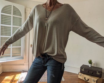 NEW - Lightweight V-Neck Sweater / Black or Natural Sweater / SALE / Breathe Clothing USA