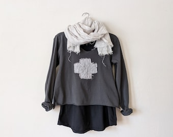 Handmade TShirt 'Swiss Cross' (or Star, Heart ) Cotton Tee Top /  / Breathe Clothing