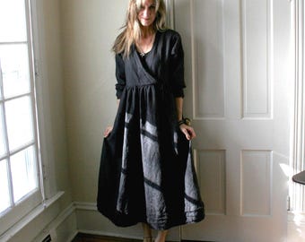 Wrap Dress / "Tuscan" Linen Wrap Dress  / Handcrafted - Breathe Clothing USA