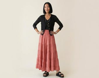 New - 100% Linen Skirt / Sale -  'Aimee' Tiered Petticoat / 5 Earth Tone Colors / Breathe Clothing