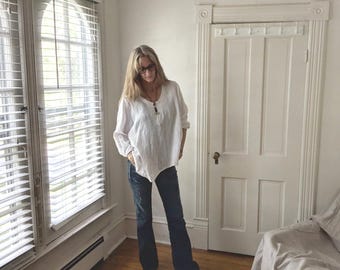 Linen Clothing / Handmade Linen 'Alice' Shirt / Made by Hand - Breathe Clothing USA
