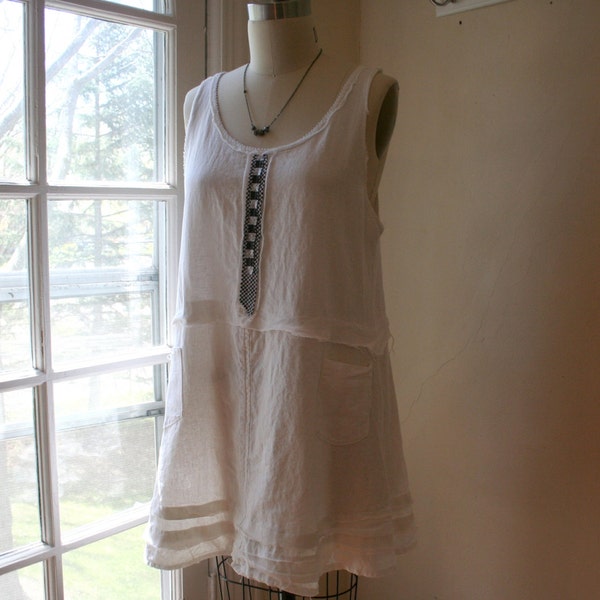 SALE - Boho Sundress / Bohemian Dress / White Linen Dress / In Stock