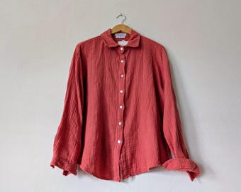 New - Cotton Gauze "Tucson" Shirt / Button Blouse / 4 Earth Tone Colors / Breathe Clothing USA