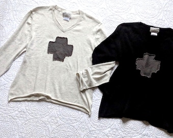 Artisan Embellished Sweater / Handmade Cotton Sweater / Breathe Clothing