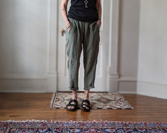 NEW - 100% Linen "Holly" Loose Fit Pants / 3 Earth Tone Colors / by Breathe Clothing