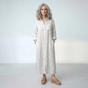 knee length dresses for ladies Zone Planet | Printed Collared Neck Long Sleeve Lounge Dress main image 1