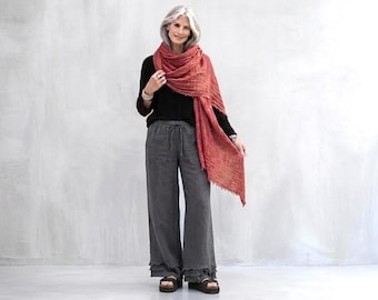 Handmade Linen Palazzo Pants: Raw Hem "Kerouac" Trousers