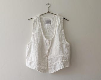 Handmade Linen Vest / Pleated Jaunty 'Eddie' Boho Waistcoat / Made by Hand - Breathe Clothing