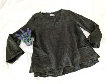 New - Linen Tunic / 'Ellie' Indian Inspired Top / Custom Handmade by Breathe Clothing