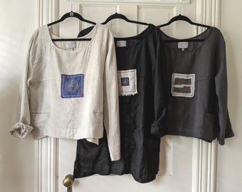 Japanese Boro Sashiko Linen Shirt: Handmade Wearable Art