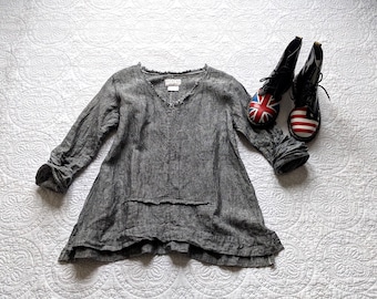 Linen Pleated 'Mathilde' Tunic / Made by Hand - Breathe Clothing