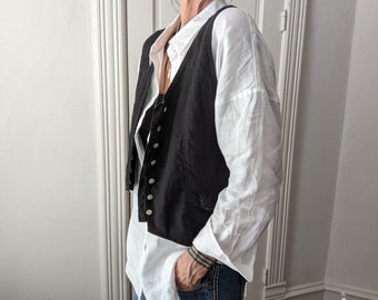 New - Vintage Inspired Linen 'DYLAN' Waistcoat Vest / Handmade - Breathe Clothing