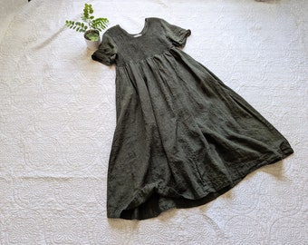 SALE - Short Sleeve Linen 'Clementine' Dress / In Stock 6 Earth Tone Colors / Handmade / Breathe Clothing USA