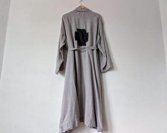 Handmade Embellished Linen Robe / "Stars" Full Length Bathrobe / SALE - In Stock & Ready to Ship / Made by Hand - Breathe Clothing USA