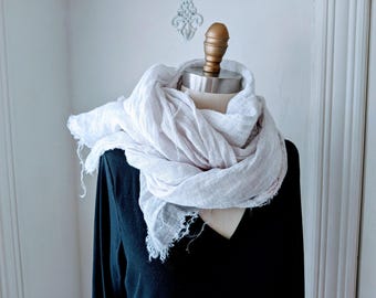 Linen Scarf -Handloomed Plant Dyed / Earth Tone Colors / Sustainable Scarves / Made by Hand - Breathe Clothing