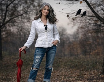 Handcrafted Linen Blazer: "Monet" Jacket - Earth Tone Colors