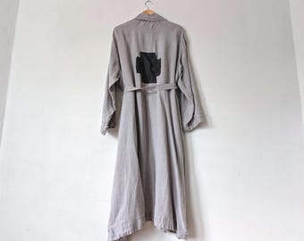 Handmade Linen Robe: Embellished Full Length Bathrobe, Breathe Clothing USA