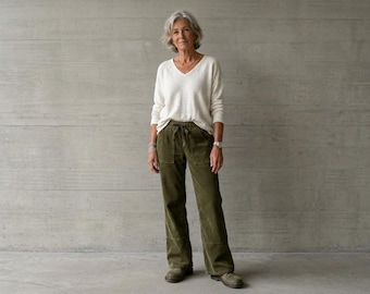 New - Handmade Corduroy Pants / Custom Cotton 'Hepburn' Palazzo Pants / Breathe Clothing