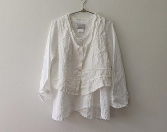 Handmade Linen Vest / Pleated Jaunty 'Eddie' Boho Waistcoat / Made by Hand - Breathe Clothing