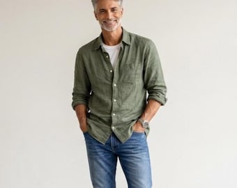 New - Mens Shirt / 'Atticus' Linen Button Down Shirt / by Breathe Clothing