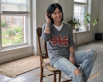Union Jack - British Flag  Sweater or Sweatshirt/ Made by Hand - Breathe Clothing